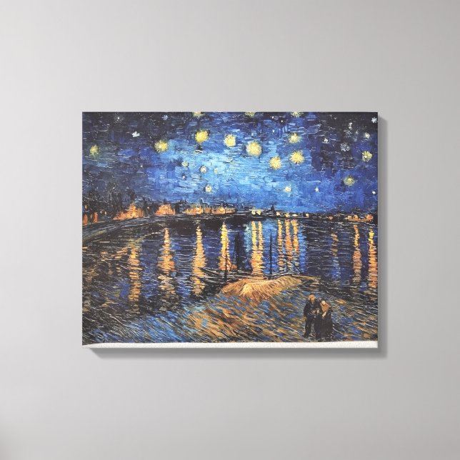 Van Gogh Starry Night Over the Rhone Oil Painting Canvas Print (Front)