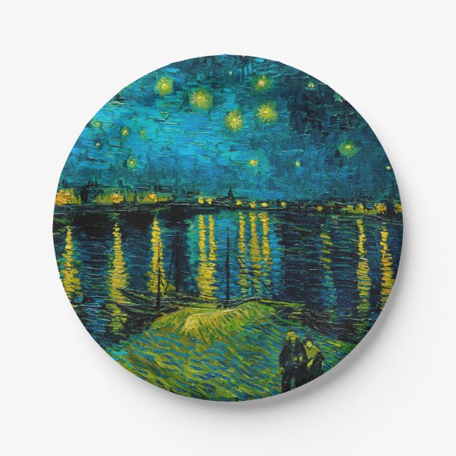 Van Gogh Starry Night Over the Rhône  Paper Plate (Front)