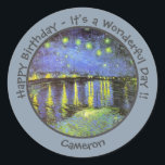 van Gogh Starry Night Over the Rhone Party Items Classic Round Sticker<br><div class="desc">All of our products are made with large scale images that have been carefully edited to provide the best resolution,  colour and detail possible.</div>