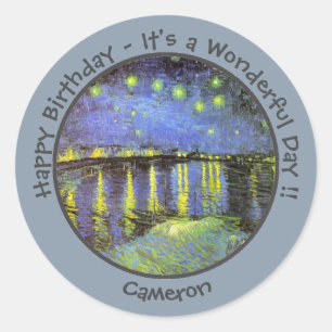 van Gogh Starry Night Over the Rhone Party Items Classic Round Sticker