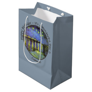 van Gogh Starry Night Over the Rhone Party Items Medium Gift Bag