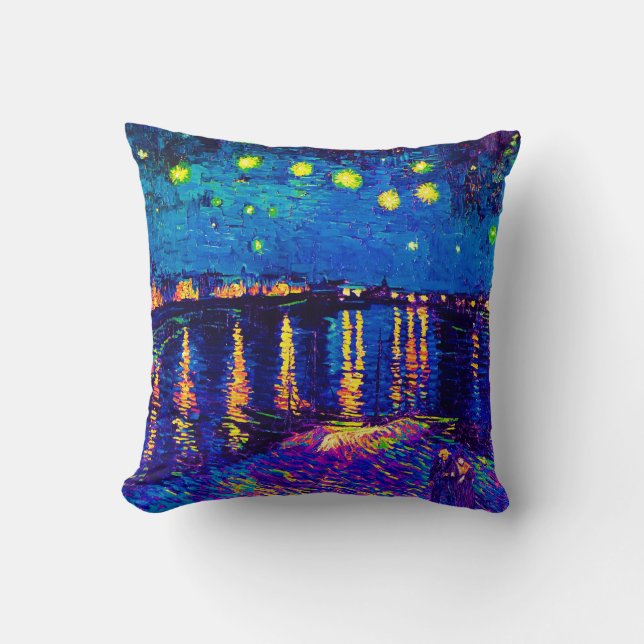 Van Gogh - Starry Night Over The Rhone Pop Art Cushion (Front)