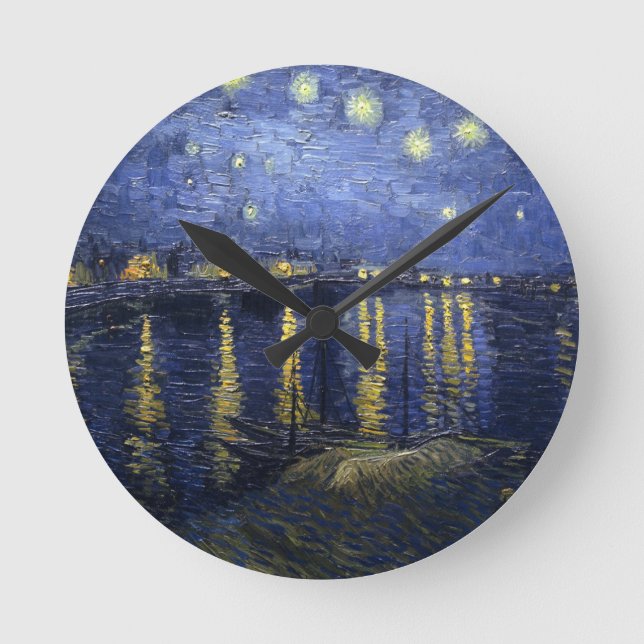 Van Gogh Starry Night Over The Rhone Round Clock (Front)