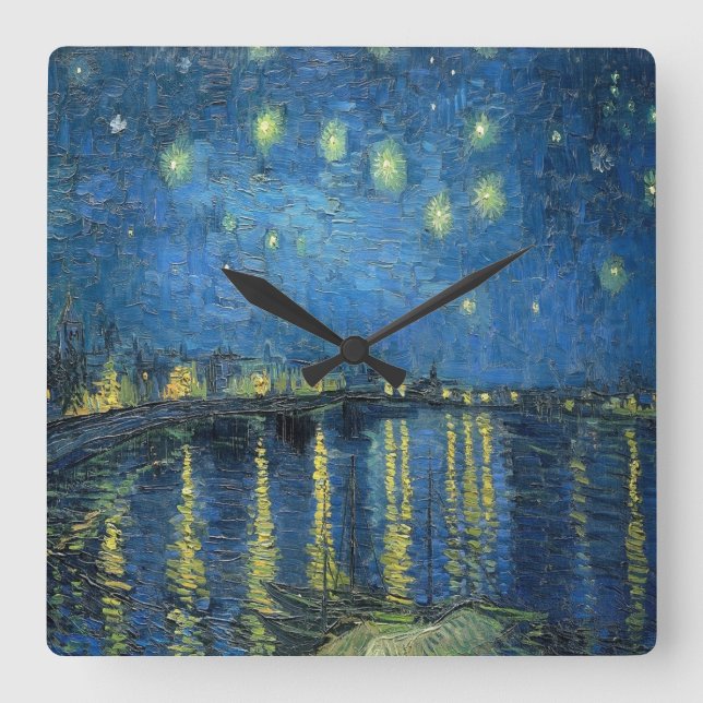 Van Gogh Starry Night Over the Rhone  Square Wall Clock (Front)