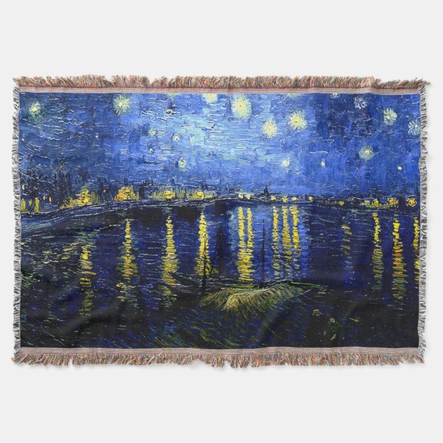 Van Gogh - Starry Night over the Rhone Throw Blanket (Front)