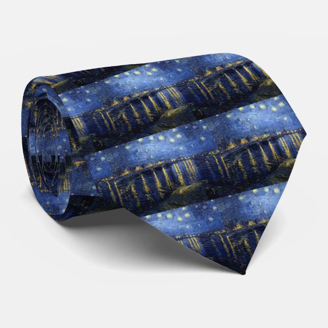 van Gogh , "Starry_Night_Over_the_Rhone" Tie (Rolled)