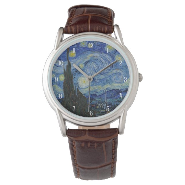 Van Gogh Starry Night Painting Elegant Women’s Watch (Front)