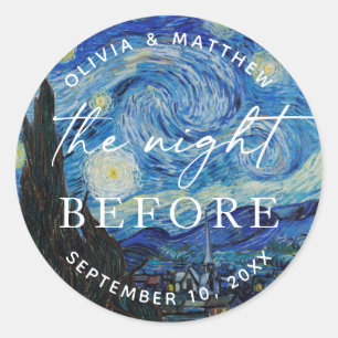 Van Gogh Starry Night Rehearsal Dinner Wedding Classic Round Sticker