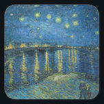 Van Gogh Starry Night Rhone Painting Square Sticker<br><div class="desc">Vincent Van Gogh  (30 March 1853 – 29 July 1890) was an influential Dutch post-impressionist painter.  This painting is Starry Night over the Rhone.</div>