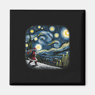 Van Gogh Starry Night Santa Christmas Winter Snowy Magnet