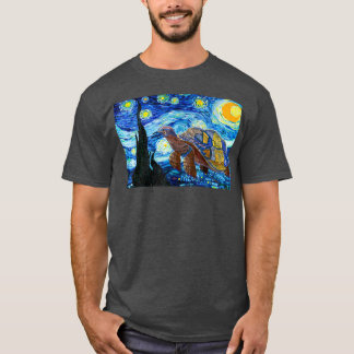 Van Gogh Starry Night Sea Turtle Art Painting  T-Shirt