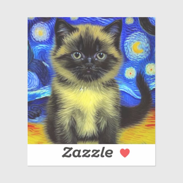 Van Gogh Starry Night Siamese Cat (Sheet)