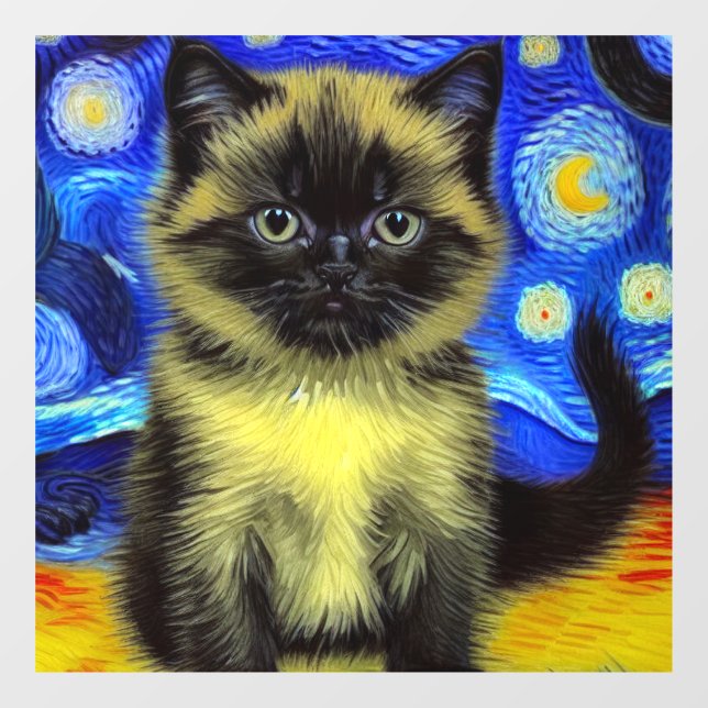 Van Gogh Starry Night Siamese Cat (Sheet)