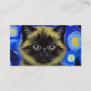 Van Gogh Starry Night Siamese Cat Enclosure Card