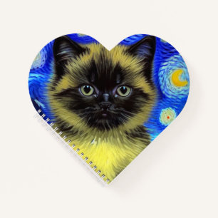Van Gogh Starry Night Siamese Cat Notebook