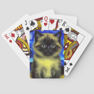 Van Gogh Starry Night Siamese Cat Playing Cards