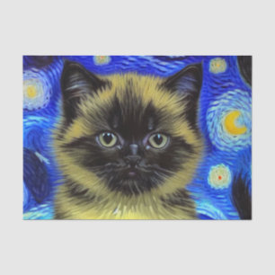 Van Gogh Starry Night Siamese Cat Tissue Paper