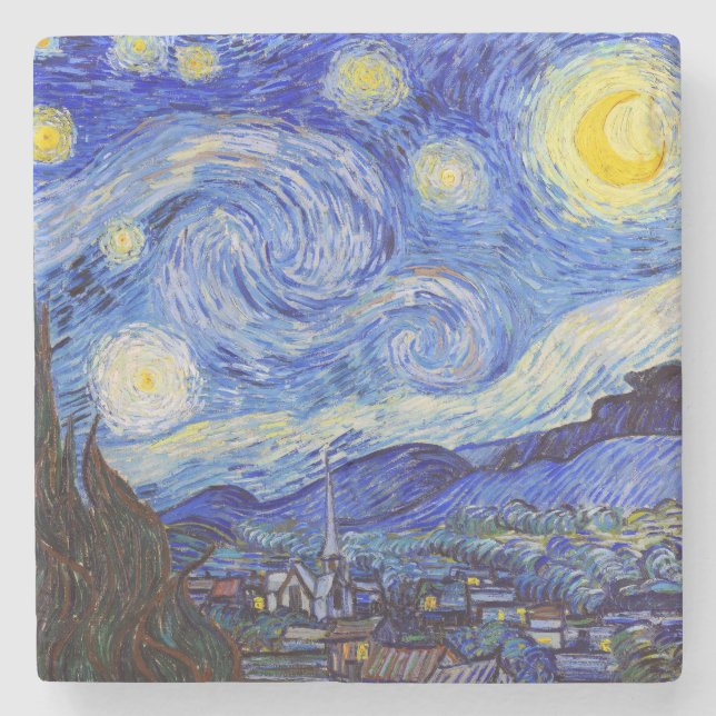 Van Gogh , "Starry Night" Stone Coaster (Front)
