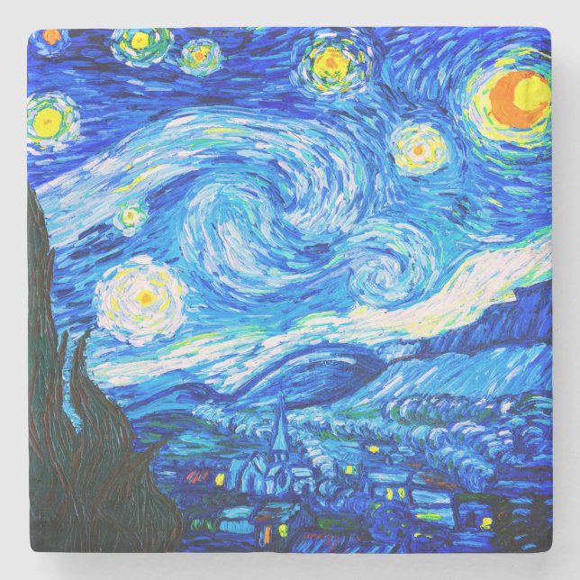 Van Gogh Starry Night Stone Coaster (Front)