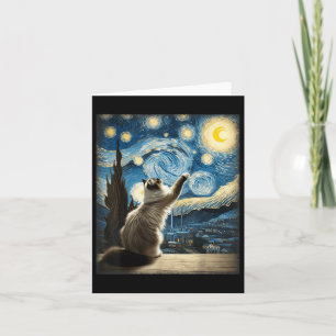 Van Gogh Starry Night Style Artistic Ragdoll Cat Card