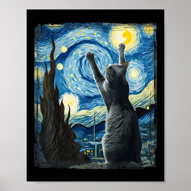 Van Gogh Starry Night Style Artistic Russian Blue  Poster (Front)