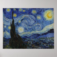 Van Gogh Starry Night Swirling Sky Blue Art