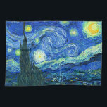 van gogh starry night tea towel<br><div class="desc">Van Gogh's famous painting,  "The Starry Night." Painted during his stay at the Saint Remy asylum in the 1880's,  van Gogh depicted the rolling hills and cypress trees he saw from his window.  Digitally enhanced by PixDezines.  Copyright © 2008-2016 PixDezines.com™ and PixDezines™ on zazzle.com. All rights reserved.</div>