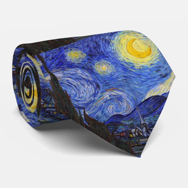 van Gogh ,“ “  ”Starry night ” Tie (Rolled)