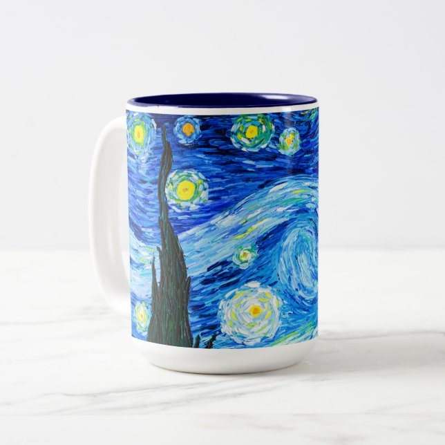 Van Gogh Starry Night Two-Tone Coffee Mug (Front Left)
