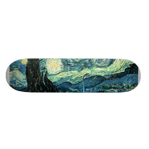 Van gogh starry night vector skateboard