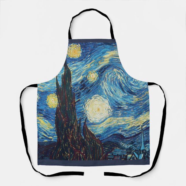 Van Gogh Starry Night Vintage Blue Masterpiece Apron (Front)