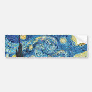 Van Gogh Starry Night Vintage Blue Masterpiece Bumper Sticker