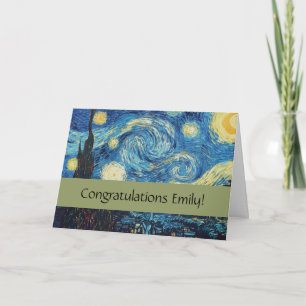 Van Gogh Starry Night Vintage Blue Masterpiece Card