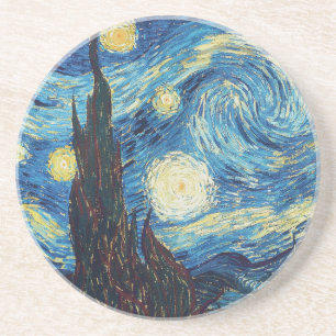 Van Gogh Starry Night Vintage Blue Masterpiece Coaster