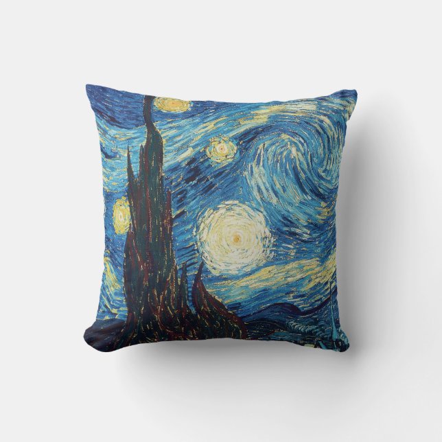 Van Gogh Starry Night Vintage Blue Masterpiece Cushion (Front)