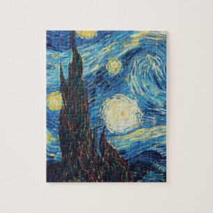 Van Gogh Starry Night Vintage Blue Masterpiece Jigsaw Puzzle