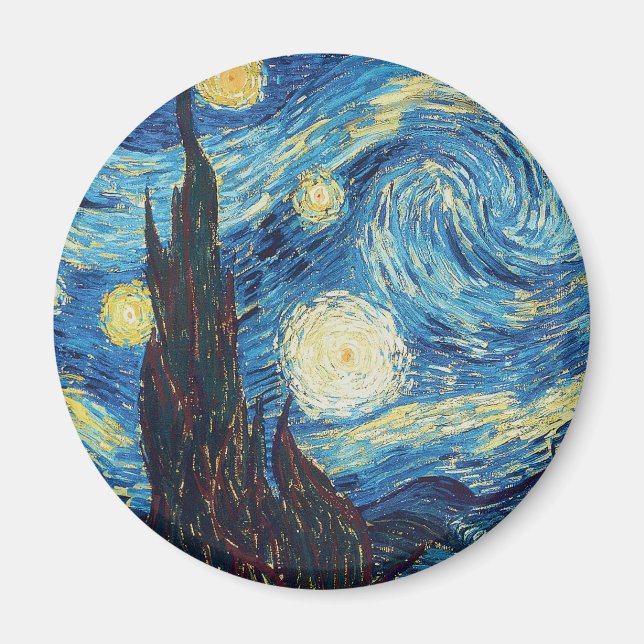 Van Gogh Starry Night Vintage Blue Masterpiece Magnet (Front)