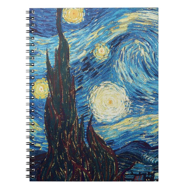 Van Gogh Starry Night Vintage Blue Masterpiece Notebook (Front)