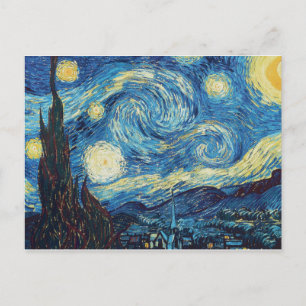 Van Gogh Starry Night Vintage Blue Masterpiece Postcard