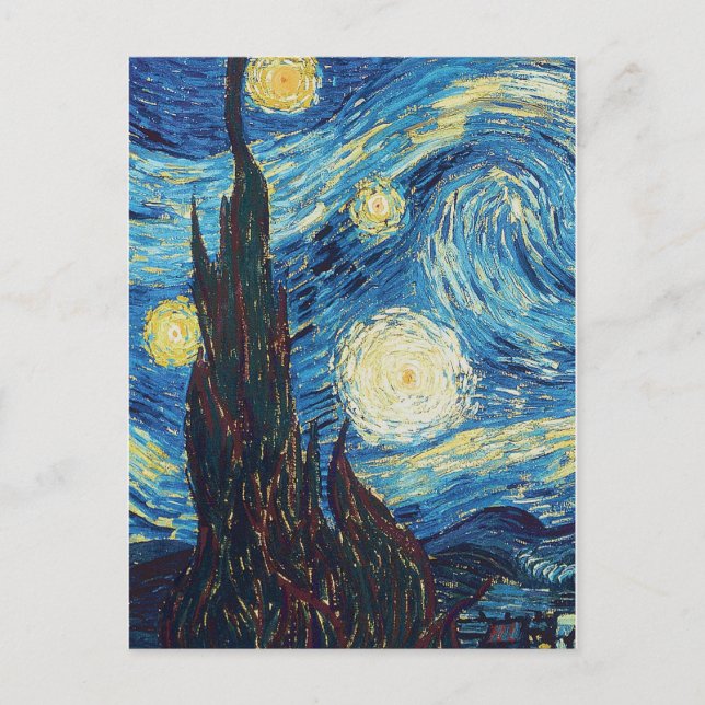 Van Gogh Starry Night Vintage Blue Masterpiece Postcard (Front)