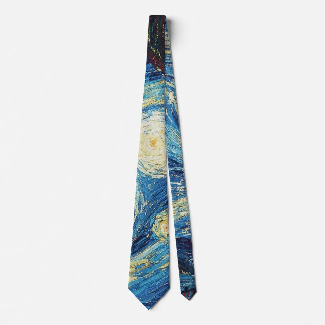 Van Gogh Starry Night Vintage Blue Masterpiece Tie (Front)