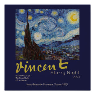Van Gogh Starry Night Vintage Impasto Oil Painting Poster