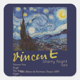 Van Gogh Starry Night Vintage Impasto Oil Painting Square Sticker