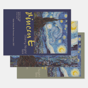 Van Gogh Starry Night Vintage Impasto Oil Painting Wrapping Paper Sheet