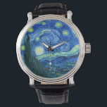 Van Gogh starry night Watch<br><div class="desc">Van Gogh's famous painting,  "The Starry Night." Painted during his stay at the Saint Remy asylum in the 1880's,  van Gogh depicted the rolling hills and cypress trees he saw from his window.  Digitally enhanced by PixDezines.  Copyright © 2008-2016 PixDezines.com™ and PixDezines™ on zazzle.com. All rights reserved.</div>