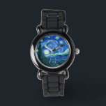 Van Gogh starry night Watch<br><div class="desc">Van Gogh's famous painting, "The Starry Night." Painted during his stay at the Saint Remy asylum in the 1880's, van Gogh depicted the rolling hills and cypress trees he saw from his window. Digitally enhanced by PixDezines. Copyright © 2008-2016 PixDezines.com™ and PixDezines™ on zazzle.com. All rights reserved.</div>