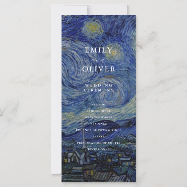 Van Gogh Starry Night Wedding Program (Front)