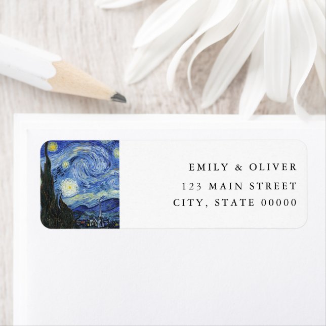 Van Gogh Starry Night Wedding Return Address (Insitu)