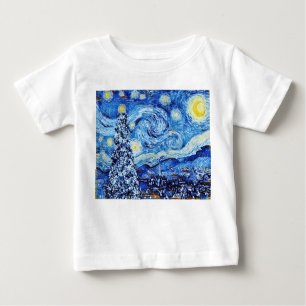 Van Gogh Starry Night - White Christmas Tree Baby T-Shirt
