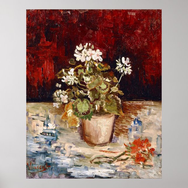 Van Gogh Still Life Pot of Geraniums  Poster (Front)
